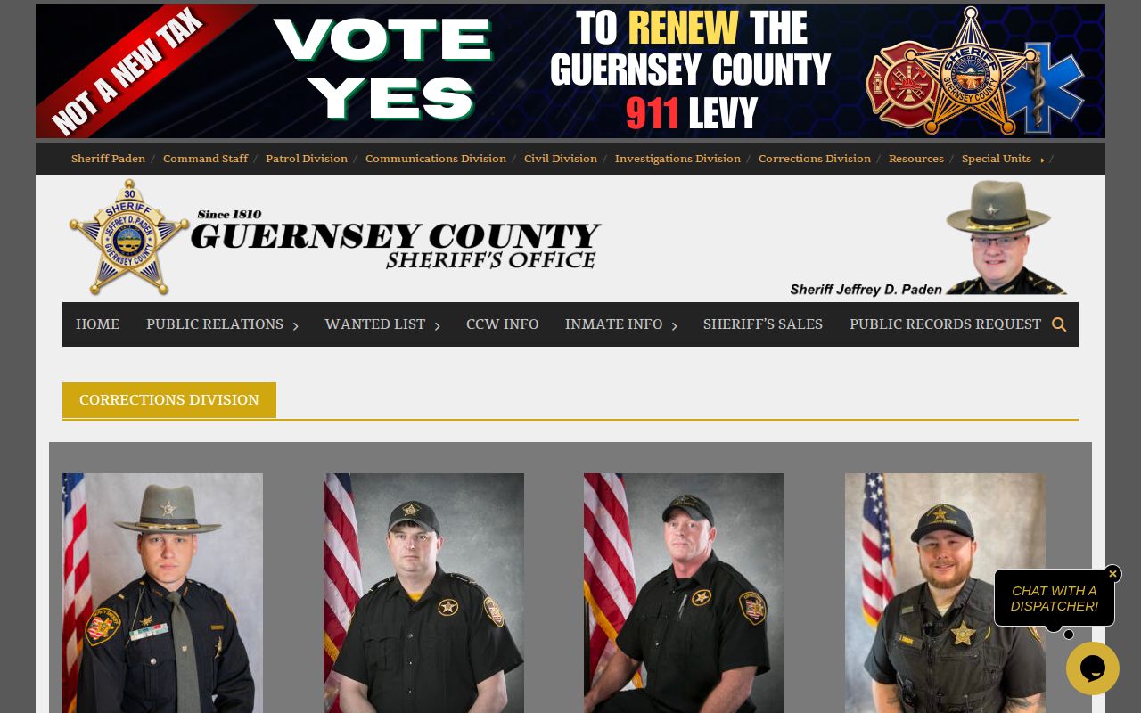 Guernsey County Corrections Division active inmate roster source